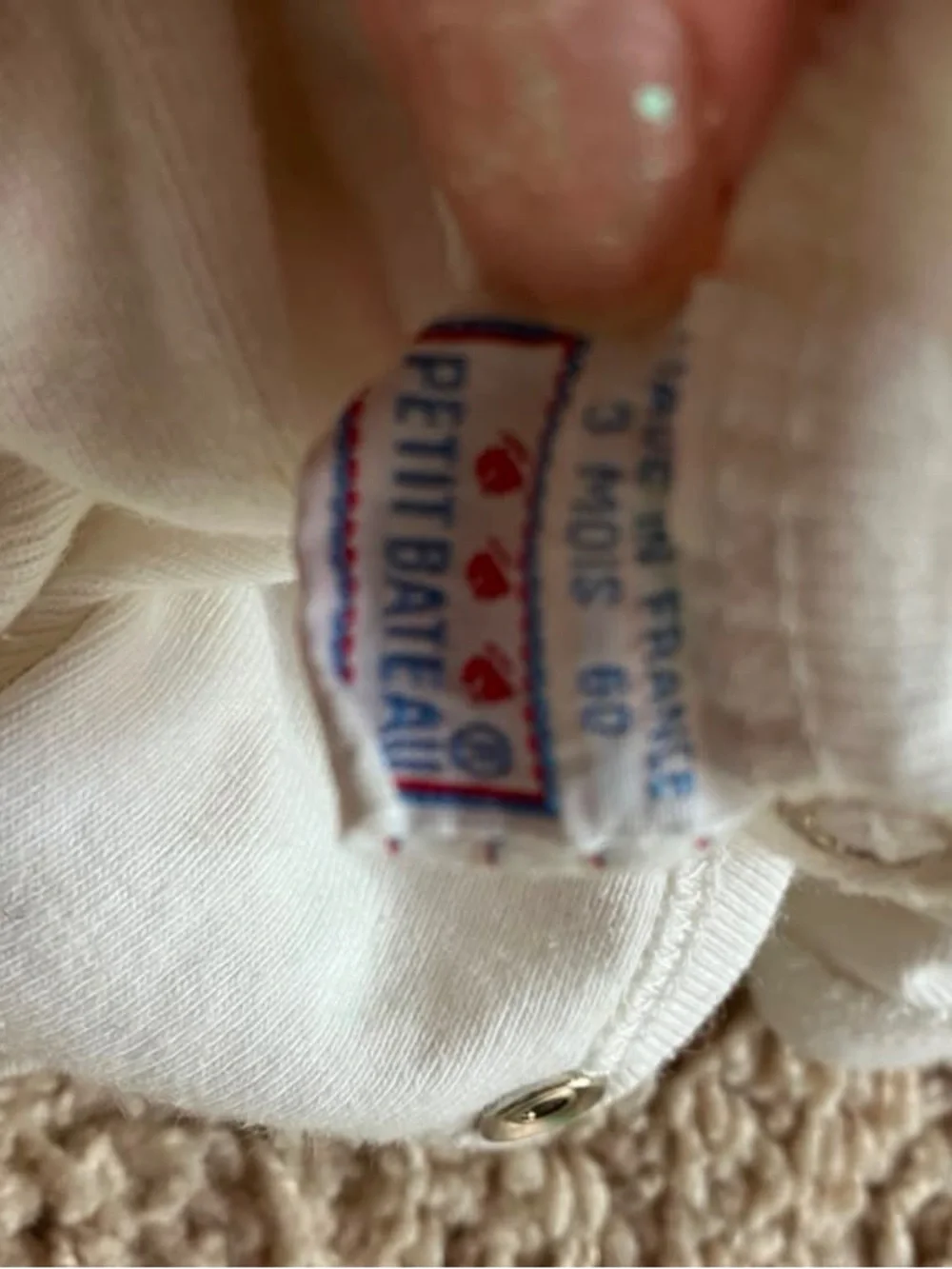 Petit Bateau Vintage 80s White Baby One-Piece with Lace Collar